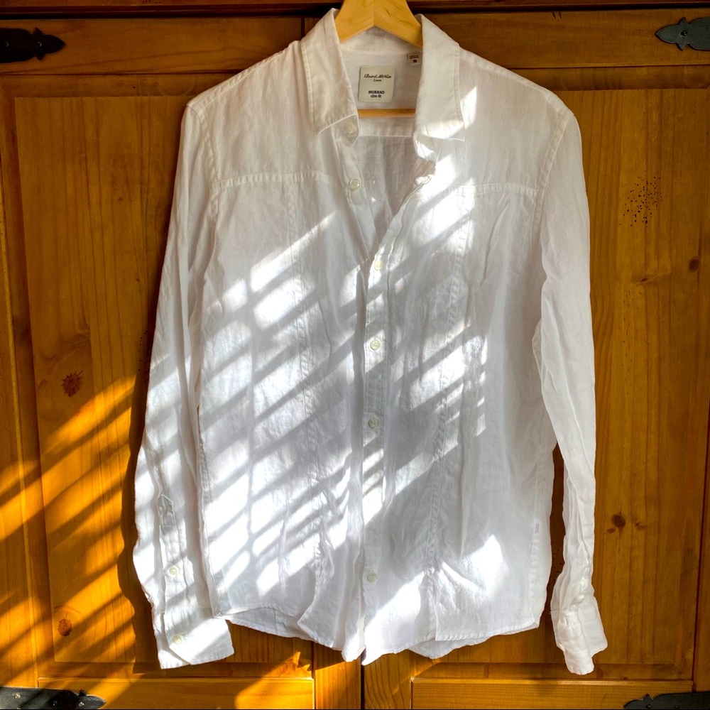 Baird McNutt Irish Linen Slim White Button Down